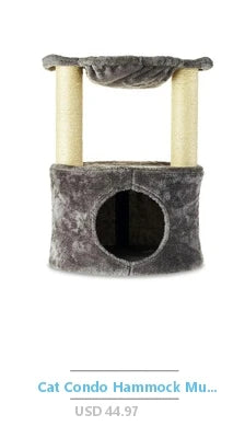 Plush Cat Tree Sisal Scratching Post Tunnel Hammock Combo