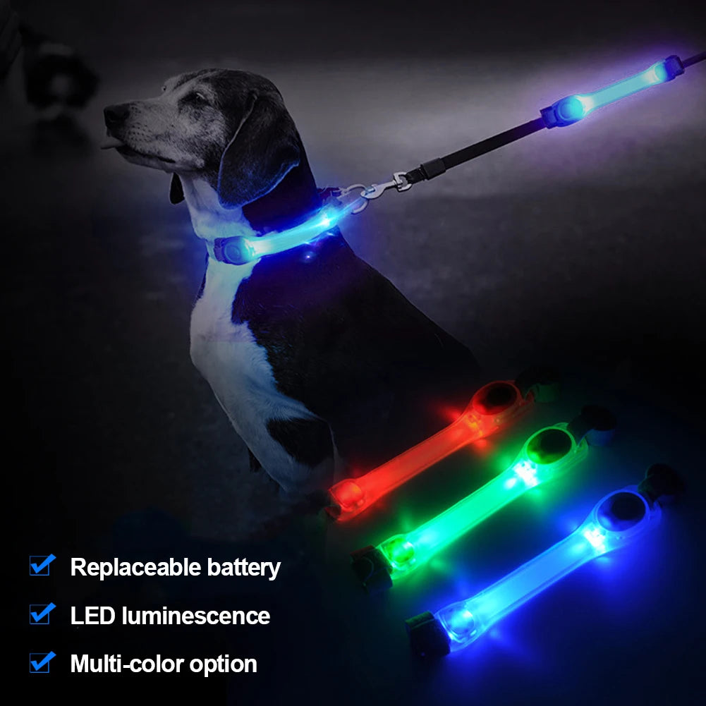 Dog Anti Lost Safety Glowing Collar Outdoor Waterproof Warning LED Flashing Light Strip