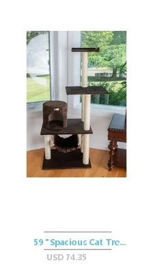 Plush Cat Tree Sisal Scratching Post Tunnel Hammock Combo