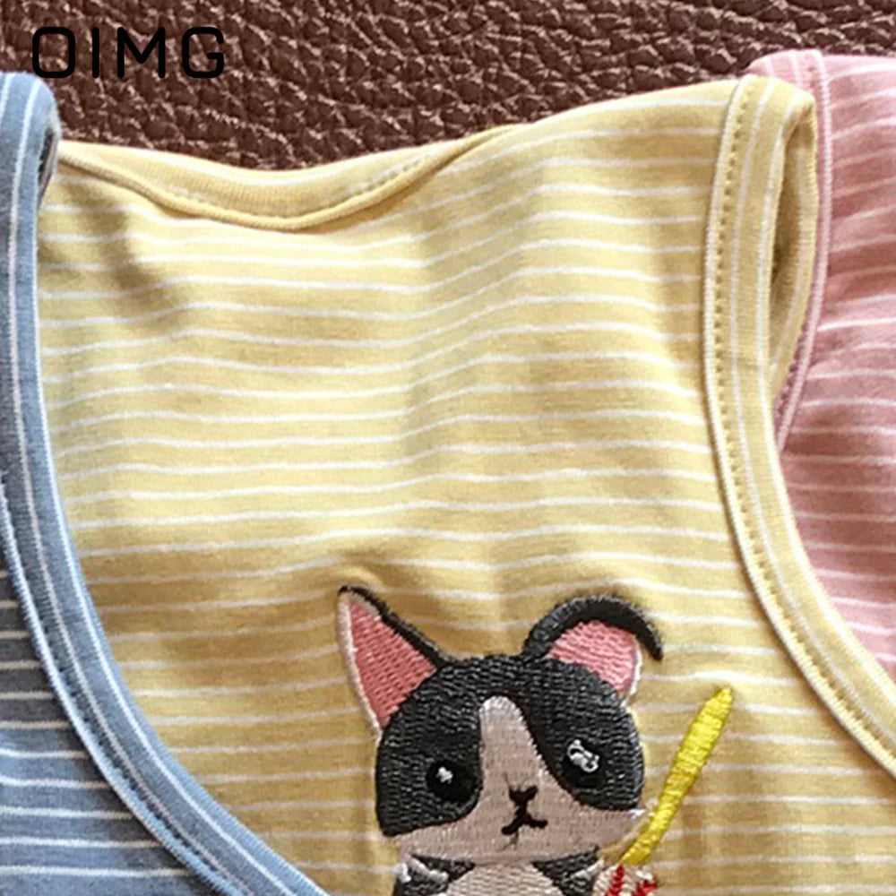 OIMG Summer Pet Short Sleeved Parent-child Striped Vest Dog