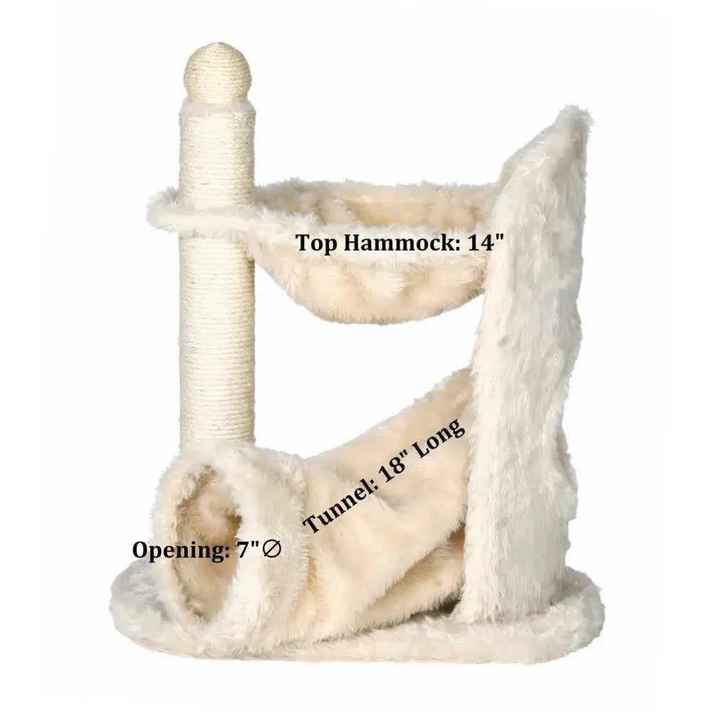 Plush Cat Tree Sisal Scratching Post Tunnel Hammock Combo