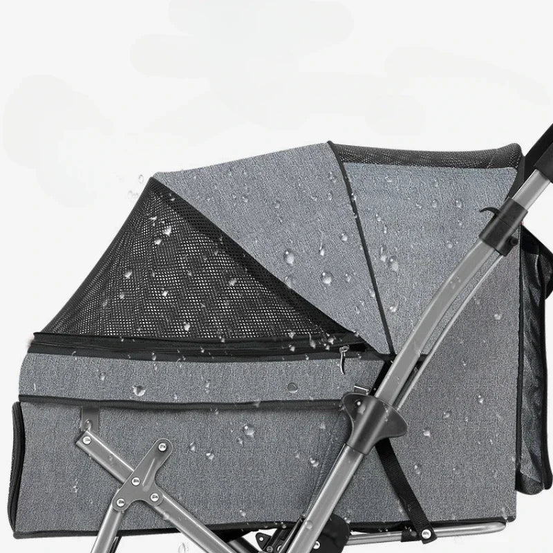 Foldable pet stroller Portable four-wheel trolley