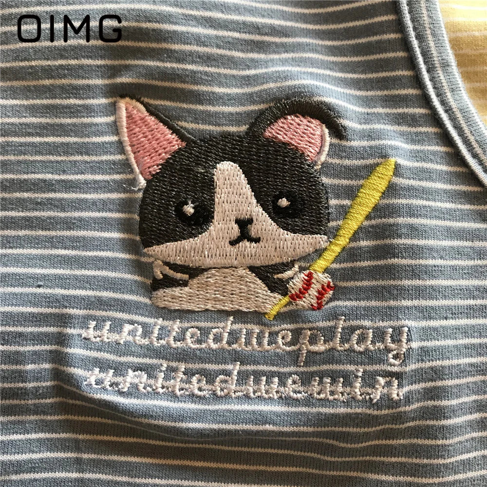 OIMG Summer Pet Short Sleeved Parent-child Striped Vest Dog