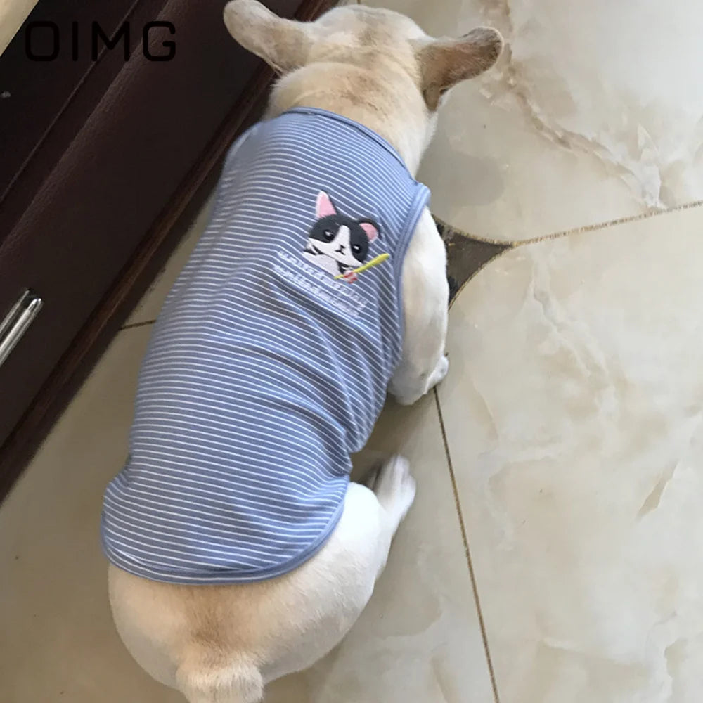 OIMG Summer Pet Short Sleeved Parent-child Striped Vest Dog