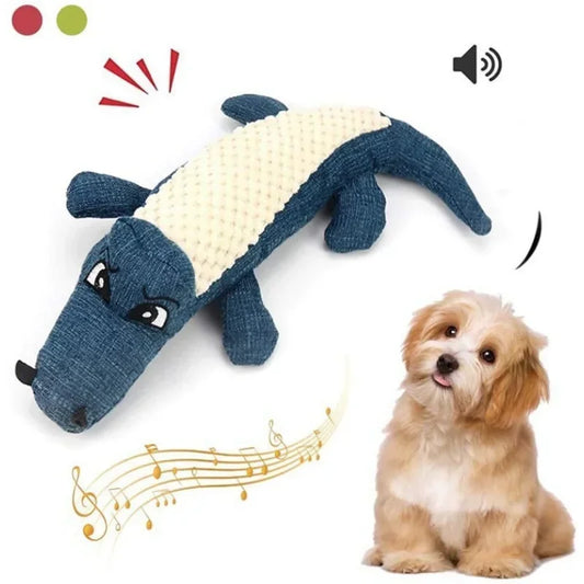 Pet Chew Toys Interactive Cartoon Animal Plush Alligator Shape Dog Sound Toy