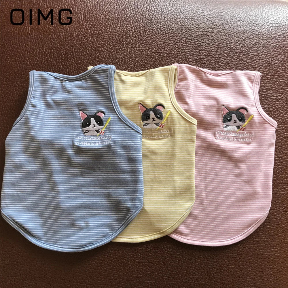 OIMG Summer Pet Short Sleeved Parent-child Striped Vest Dog