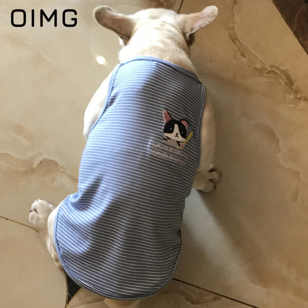OIMG Summer Pet Short Sleeved Parent-child Striped Vest Dog