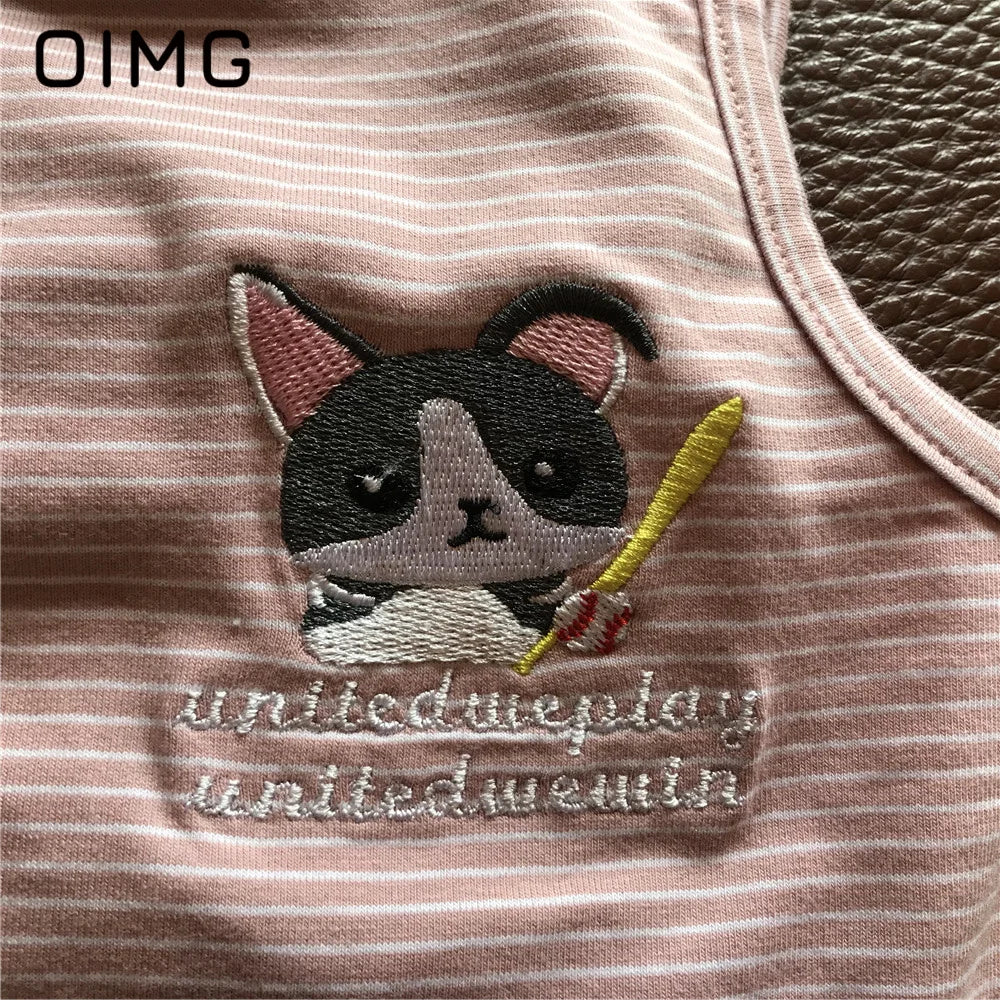 OIMG Summer Pet Short Sleeved Parent-child Striped Vest Dog