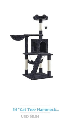 Plush Cat Tree Sisal Scratching Post Tunnel Hammock Combo