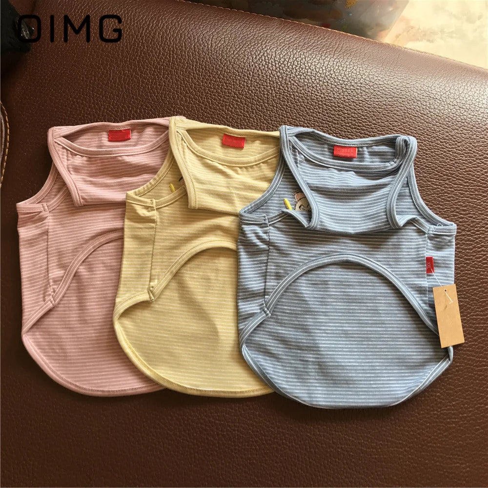 OIMG Summer Pet Short Sleeved Parent-child Striped Vest Dog