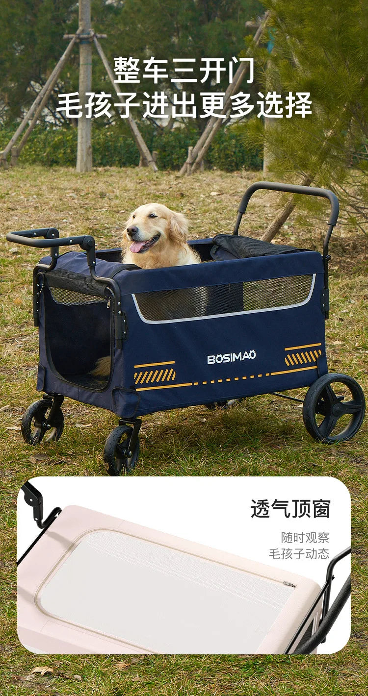 Dog Stroller 4 Wheel Pet Trolley Carrier