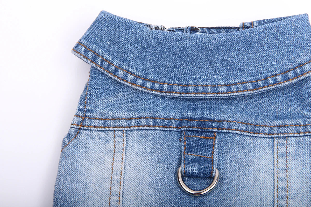 Dogs and Cats Jeans Coat Jacket Silver Buckle Denim Vest