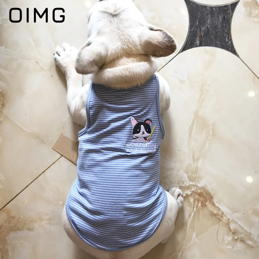 OIMG Summer Pet Short Sleeved Parent-child Striped Vest Dog