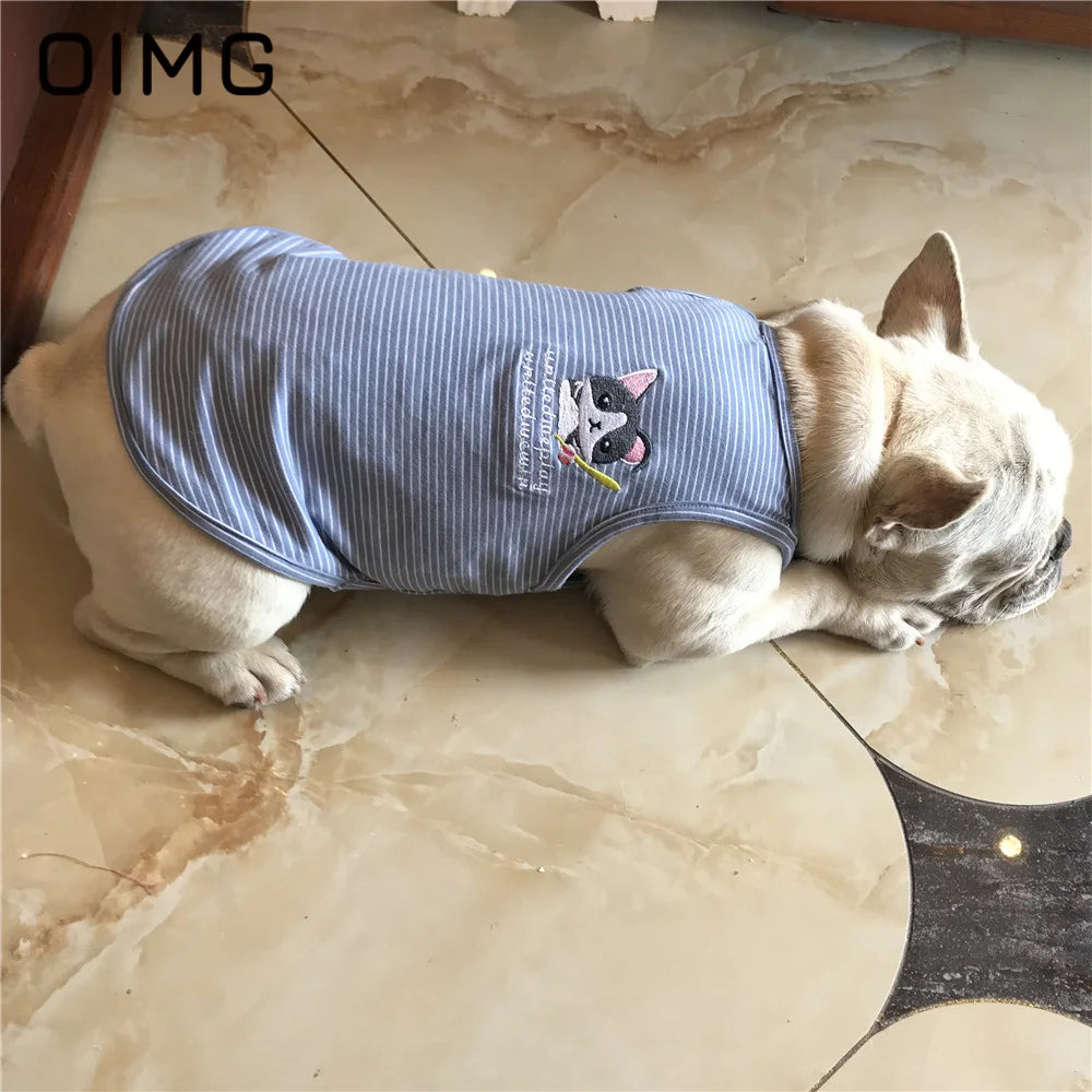 OIMG Summer Pet Short Sleeved Parent-child Striped Vest Dog