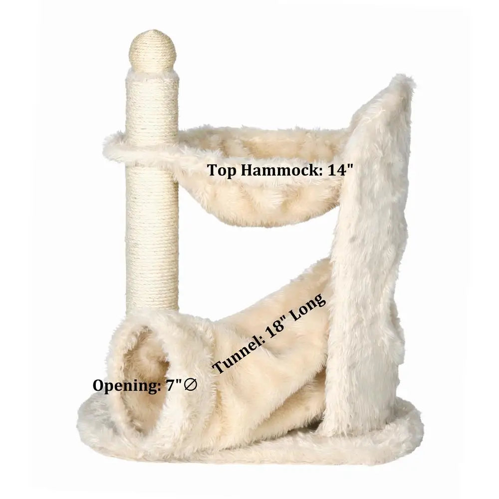 Plush Cat Tree Sisal Scratching Post Tunnel Hammock Combo