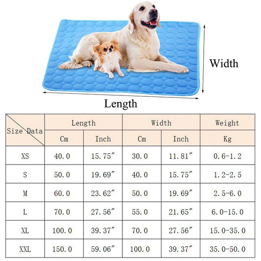 Summer Pet Cooling Mat Pad for Medium Large Dogs Washable French Bulldog Big Dog Ice Gel Bed Shiba Inu Mattress mascotas Blanket
