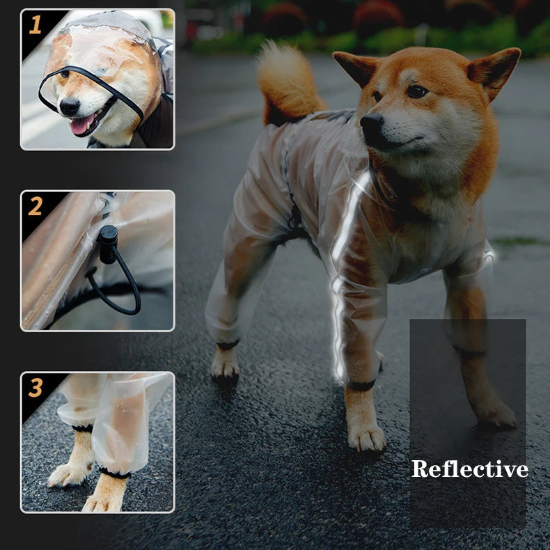 Waterproof Dog Raincoat With Hood Transparent