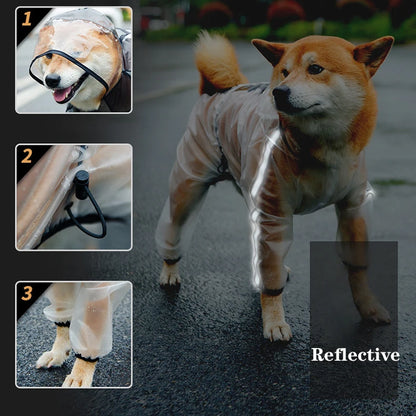 Waterproof Dog Raincoat With Hood Transparent