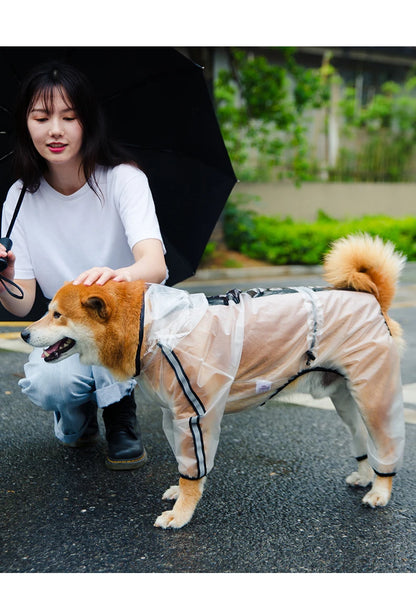 Waterproof Dog Raincoat With Hood Transparent