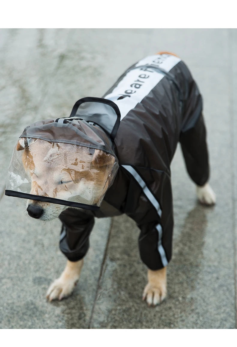 Waterproof Dog Raincoat With Hood Transparent
