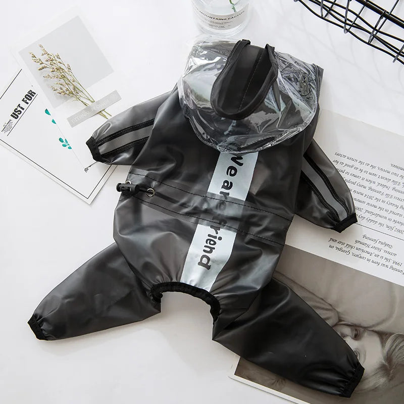 Waterproof Dog Raincoat With Hood Transparent