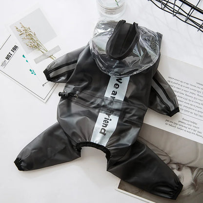 Waterproof Dog Raincoat With Hood Transparent