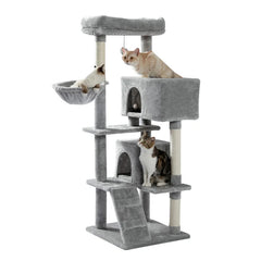 Multi-Level Luxury Cat Tree Tower with Cat Condo Cozy Perches Pet Play House Scratching Post Stable Cat Tower with Hanging Ball