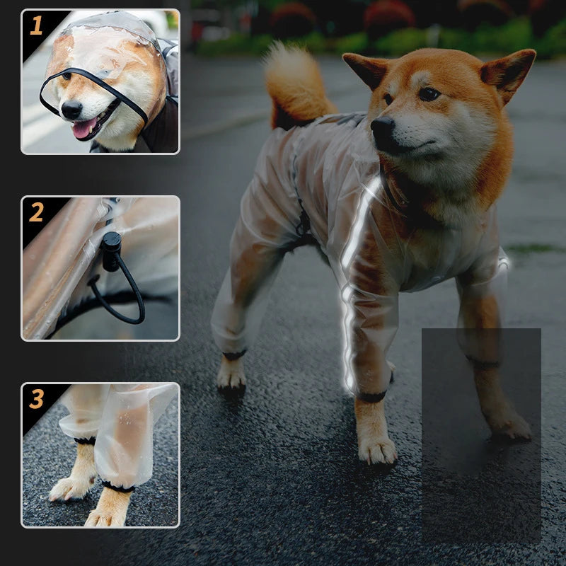 Waterproof Dog Raincoat With Hood Transparent