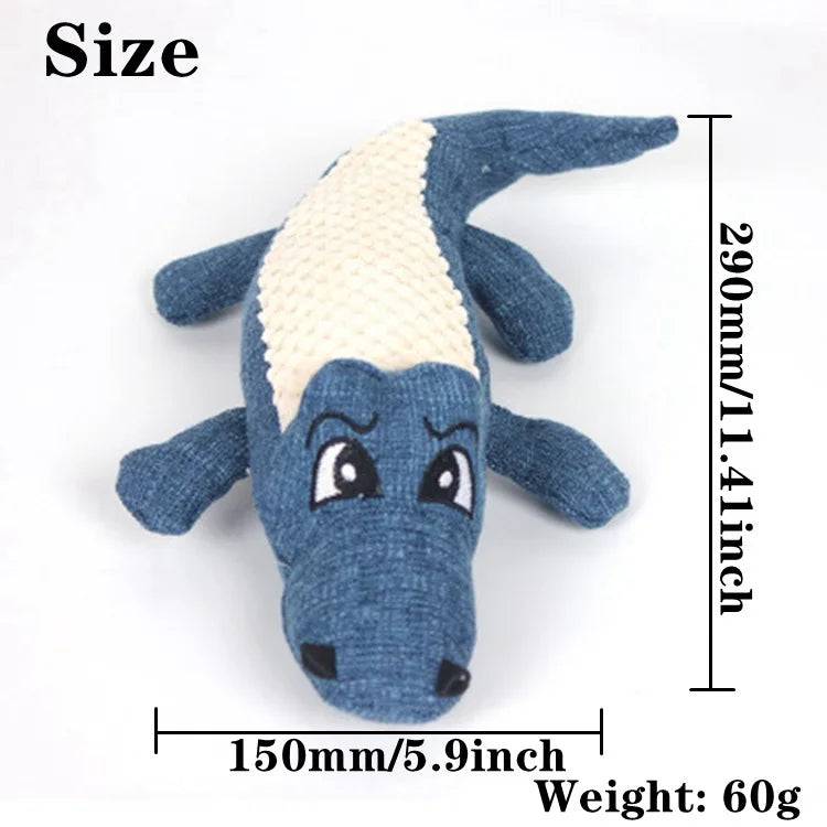Pet Chew Toys Interactive Cartoon Animal Plush Alligator Shape Dog Sound Toy