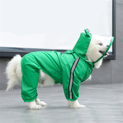Dog Raincoat Waterproof Dogface Large Dog Rain Coat Jacket Reflective Adjustable Pet Dog Raincoat with Hood Pet Supplies
