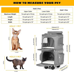Trending hot product travel wheels stroller rolling trolley pet carrier Oxford Weekend pet carrier with wheels for 2 cats