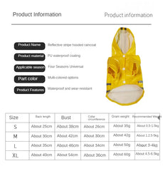 Summer Outdoor Puppy Pet Rain Coat S-XL Hoody Waterproof Jackets PU Raincoat for Dogs Apparel Clothes Little Teddy Dog Raincoat