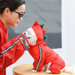 Dog Raincoat Waterproof Dogface Large Dog Rain Coat Jacket Reflective Adjustable Pet Dog Raincoat with Hood Pet Supplies