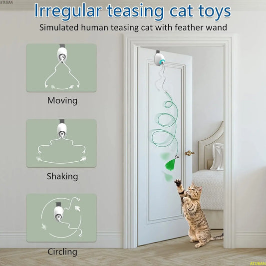 Cat Feather Toys,Hanging Electric Cat Toys for Indoor Cats,Retractable Cat Teaser Toy,Exercise Kitten Toys, Automatic Kitten Toy