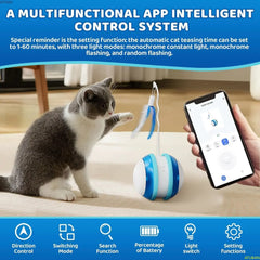 Smart Interactive Cat Toy with App Control,3 Modes,Laser and Feather,Fun and Interactive cat Toys for Indoor Cats and Dog Mouse