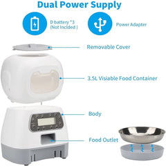 3.5L Automatic Pet Feeder WiFi APP Smart Timed Dosing Feeder Cat Dog Food Dispenser 2L Auto Drink Fountain Water Feeder Cat Bowl