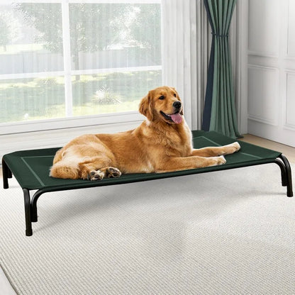 Elevated Dog Bed, Raised Outdoor Dog Bed for Large Sized Dog, Portable Cooling Pet Cot with Breathable & Washable Mesh,