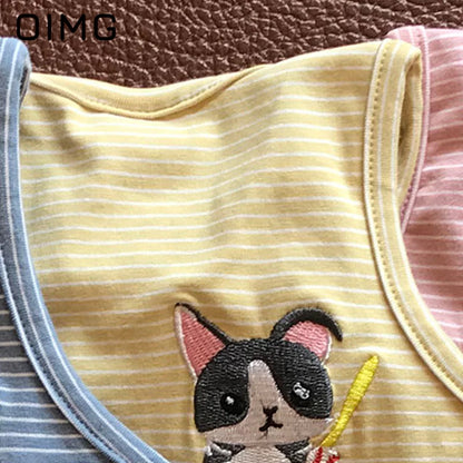 OIMG Summer Pet Short Sleeved Parent-child Striped Vest Dog