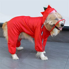 Dog Raincoat Waterproof Dogface Large Dog Rain Coat Jacket Reflective Adjustable Pet Dog Raincoat with Hood Pet Supplies