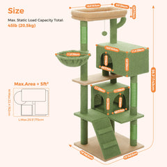 Multi-Level Luxury Cat Tree Tower with Cat Condo Cozy Perches Pet Play House Scratching Post Stable Cat Tower with Hanging Ball