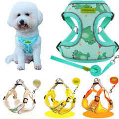 CDDMPET Dog Harness and Leash Set for Small Dogs Cartoon Puppy Harness Vest French Bulldog Walking Chest Strap Pet Accessories