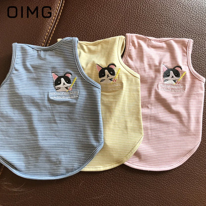 OIMG Summer Pet Short Sleeved Parent-child Striped Vest Dog