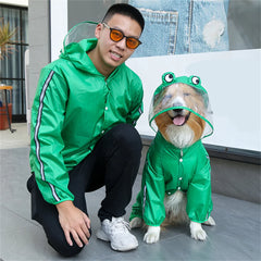 Dog Raincoat Waterproof Dogface Large Dog Rain Coat Jacket Reflective Adjustable Pet Dog Raincoat with Hood Pet Supplies