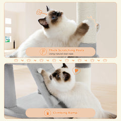 Multi-Level Luxury Cat Tree Tower with Cat Condo Cozy Perches Pet Play House Scratching Post Stable Cat Tower with Hanging Ball
