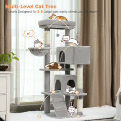 Multi-Level Luxury Cat Tree Tower with Cat Condo Cozy Perches Pet Play House Scratching Post Stable Cat Tower with Hanging Ball