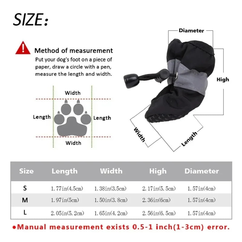 4pcs/set Waterproof Pet Dog Shoes