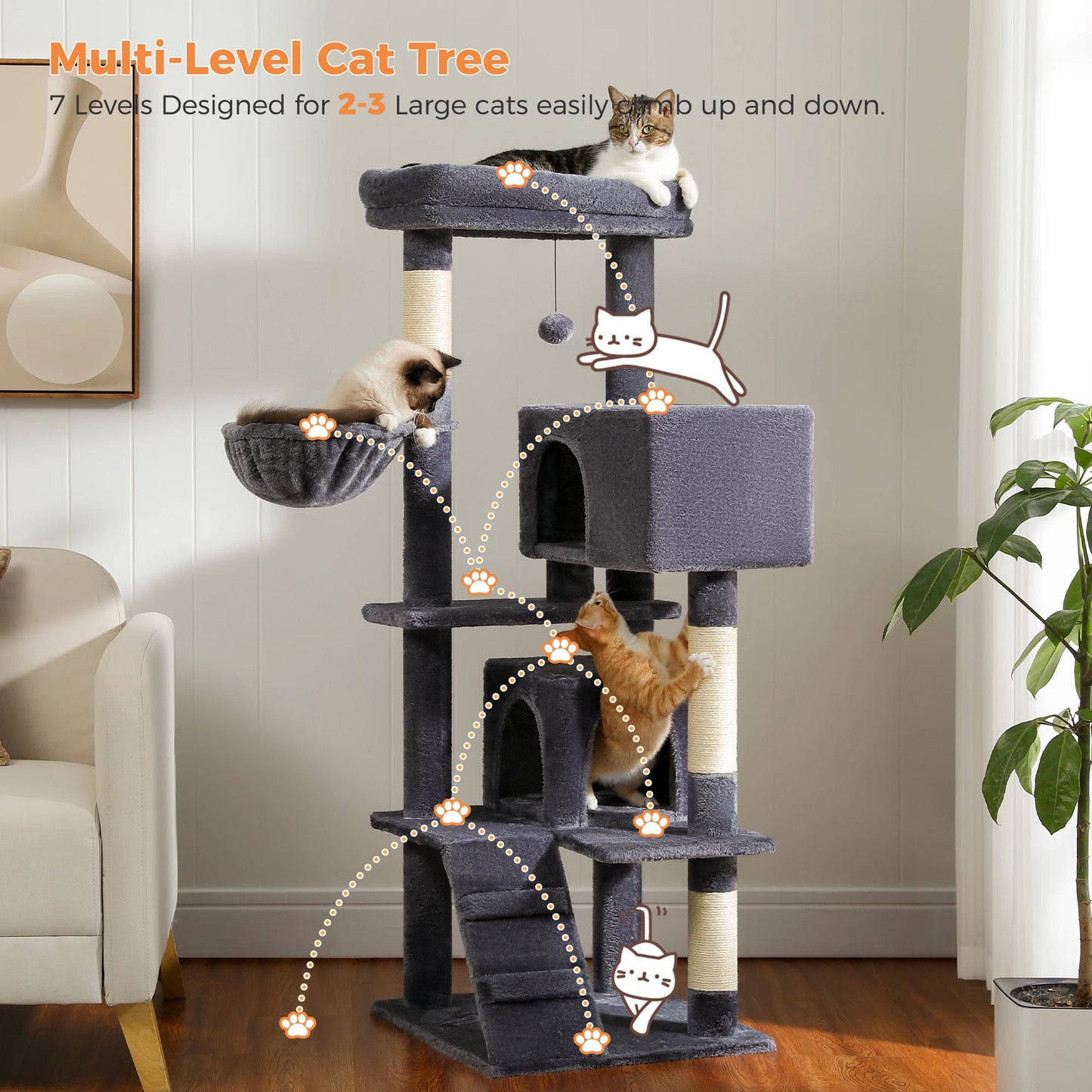 Cat Tree Tower with Cat Condo Cozy Perches Pet Play House