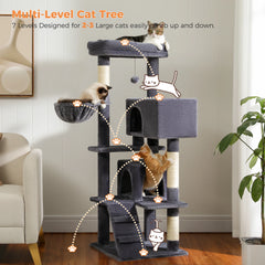 Multi-Level Luxury Cat Tree Tower with Cat Condo Cozy Perches Pet Play House Scratching Post Stable Cat Tower with Hanging Ball
