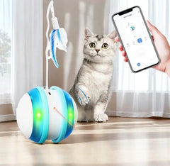Smart Interactive Cat Toy with App Control,3 Modes,Laser and Feather,Fun and Interactive cat Toys for Indoor Cats and Dog Mouse