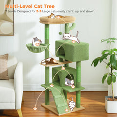 Multi-Level Luxury Cat Tree Tower with Cat Condo Cozy Perches Pet Play House Scratching Post Stable Cat Tower with Hanging Ball